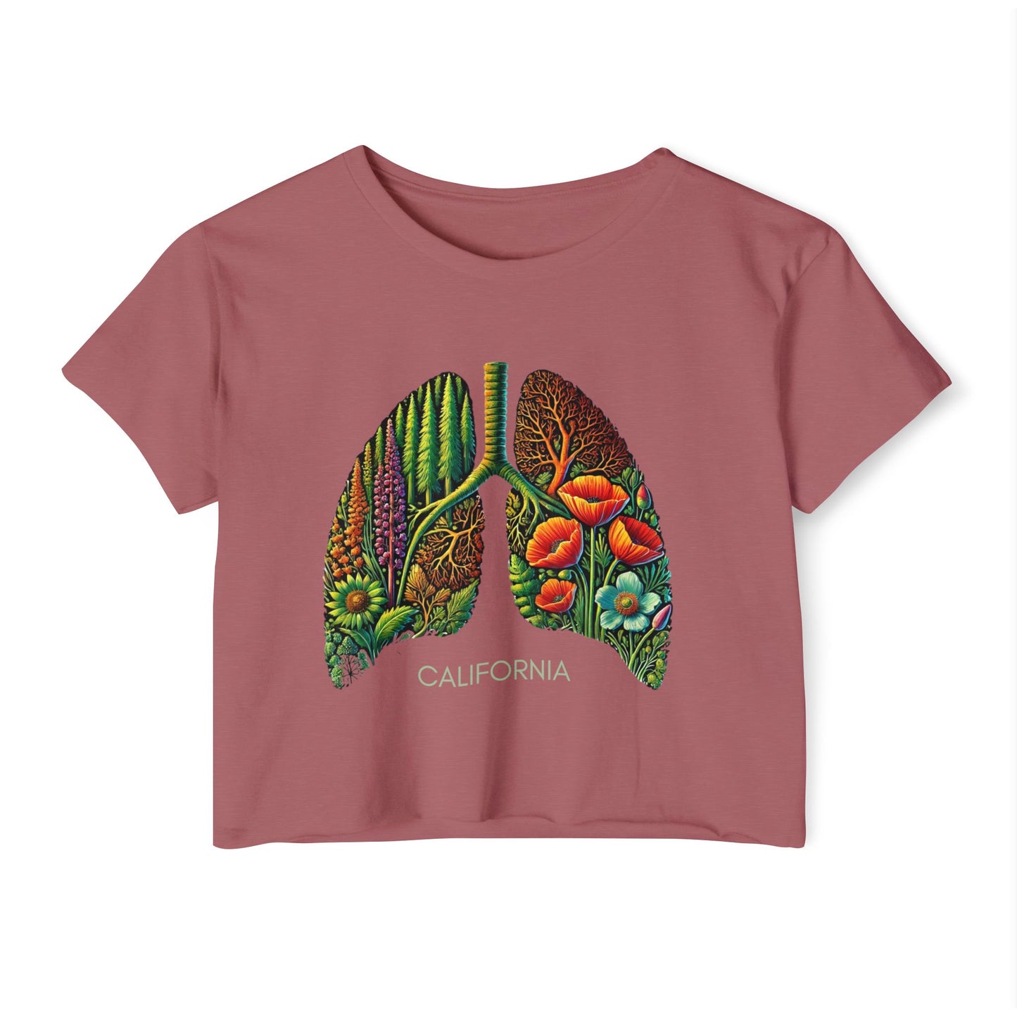 California Botanical Lungs Festival Crop Top - Nature-Inspired, Eco-Friendly Tee