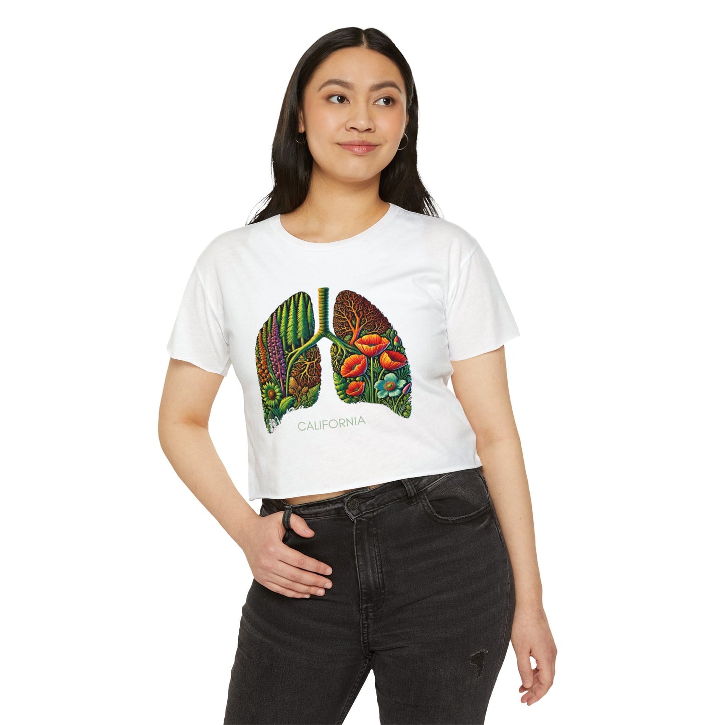 California Botanical Lungs Festival Crop Top - Nature-Inspired, Eco-Friendly Tee
