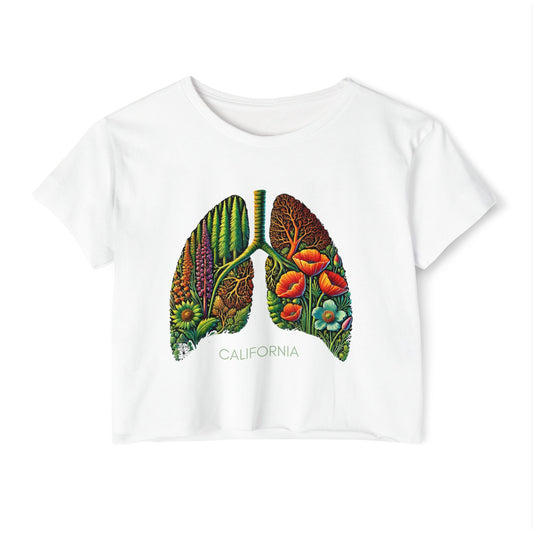 California Botanical Lungs Festival Crop Top - Nature-Inspired, Eco-Friendly Tee