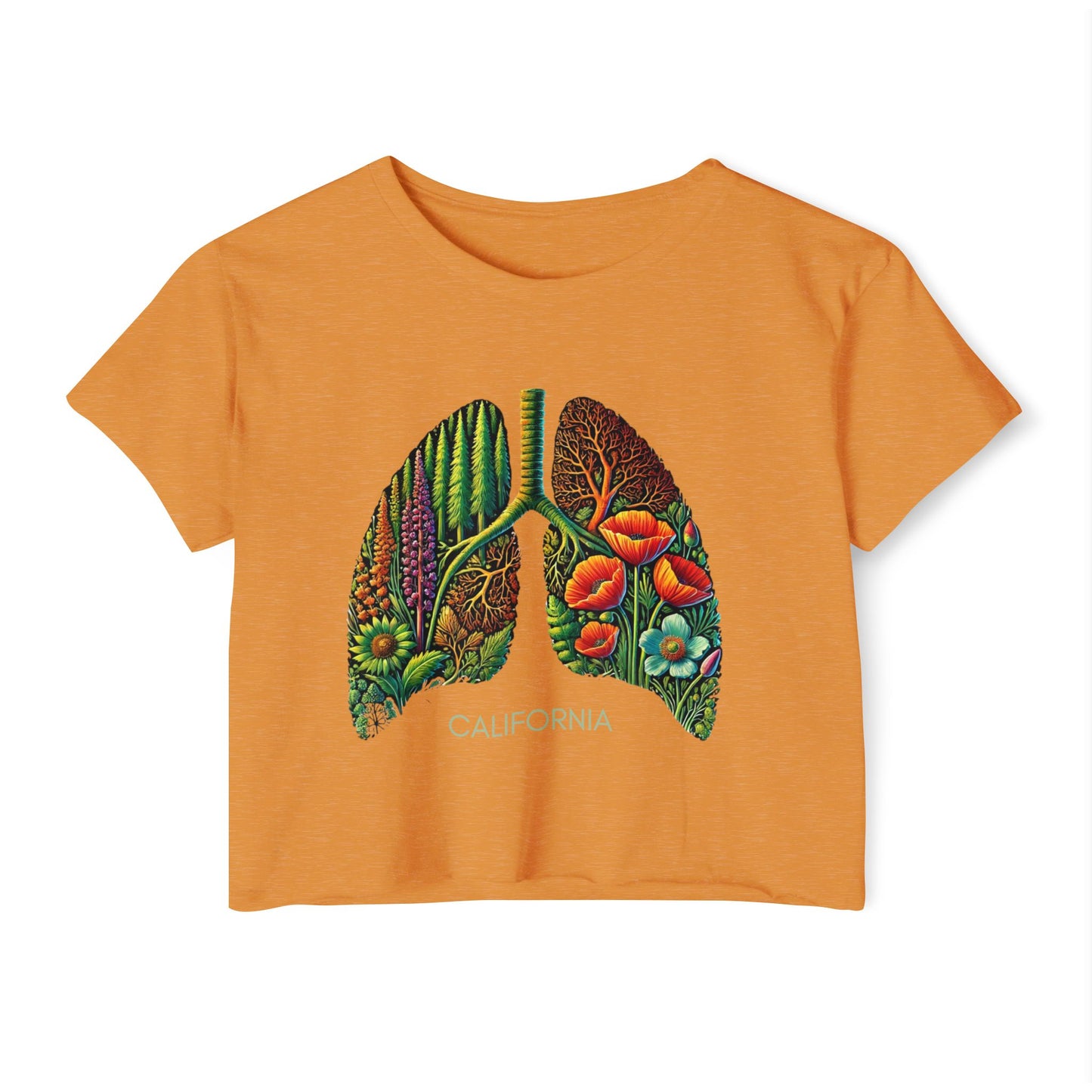 California Botanical Lungs Festival Crop Top - Nature-Inspired, Eco-Friendly Tee