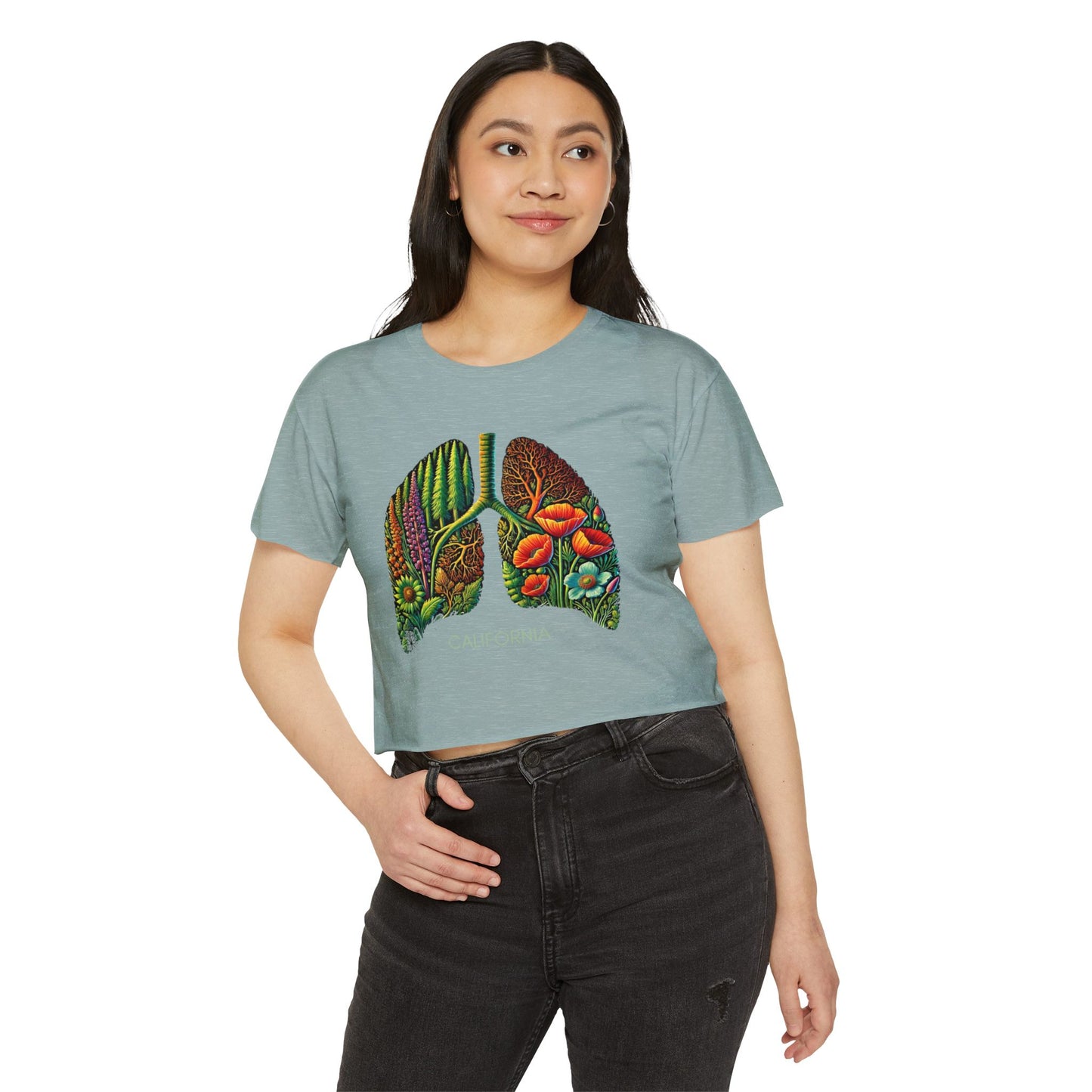 California Botanical Lungs Festival Crop Top - Nature-Inspired, Eco-Friendly Tee