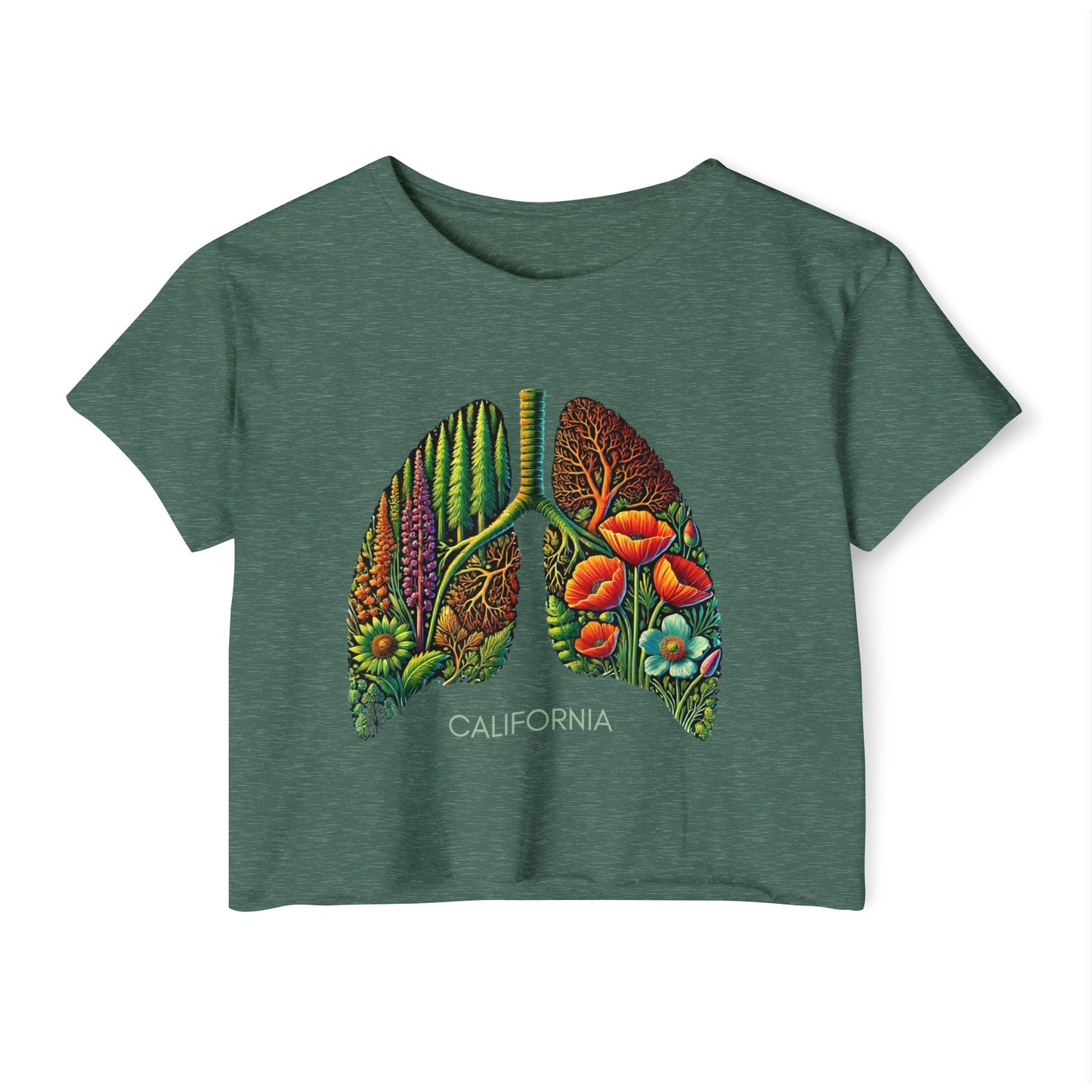 California Botanical Lungs Festival Crop Top - Nature-Inspired, Eco-Friendly Tee