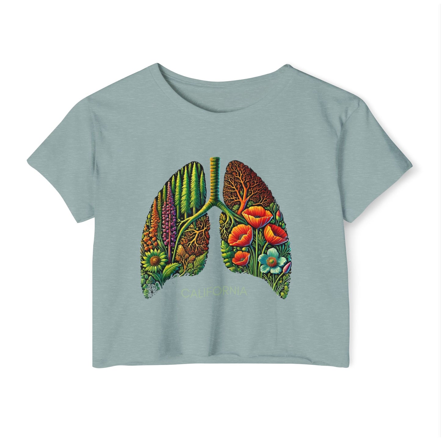 California Botanical Lungs Festival Crop Top - Nature-Inspired, Eco-Friendly Tee