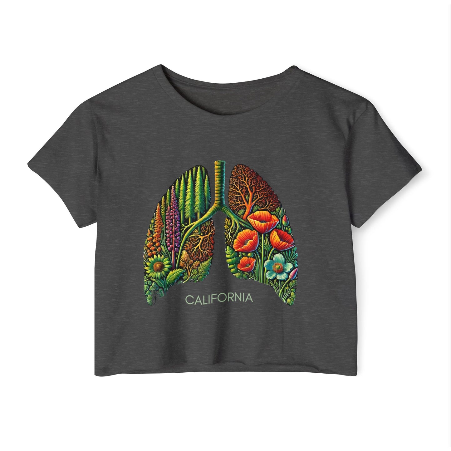 California Botanical Lungs Festival Crop Top - Nature-Inspired, Eco-Friendly Tee