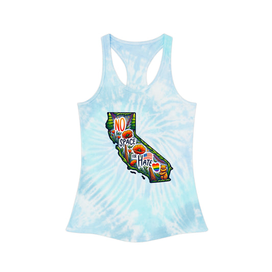 California Tie Dye Racerback Tank Top - "No Space for Hate"