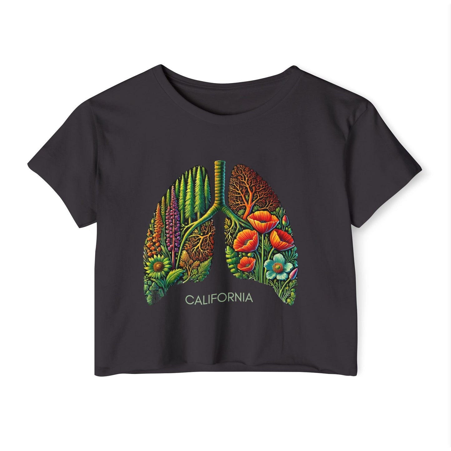 California Botanical Lungs Festival Crop Top - Nature-Inspired, Eco-Friendly Tee