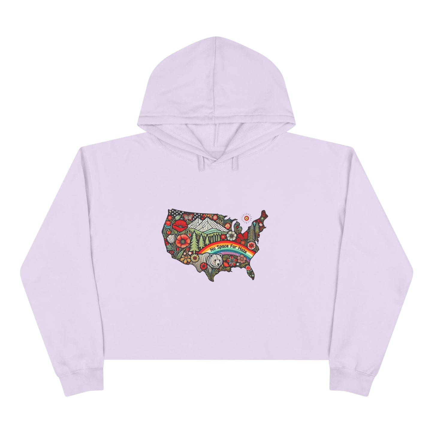 Vibrant USA No Space for Hate Graphic Crop Hoodie -