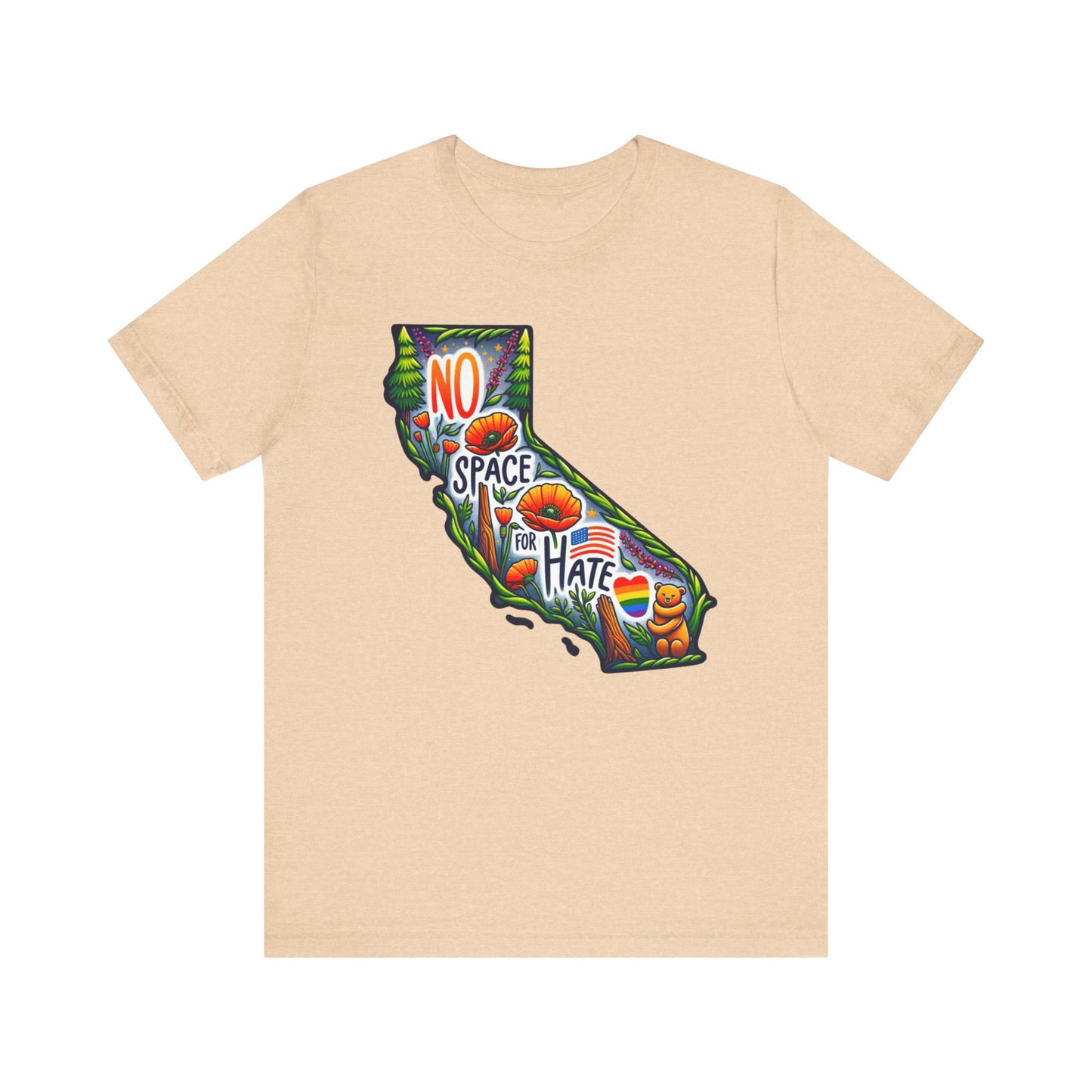 California Pride Graphic Tee - 'No Space for Hate'