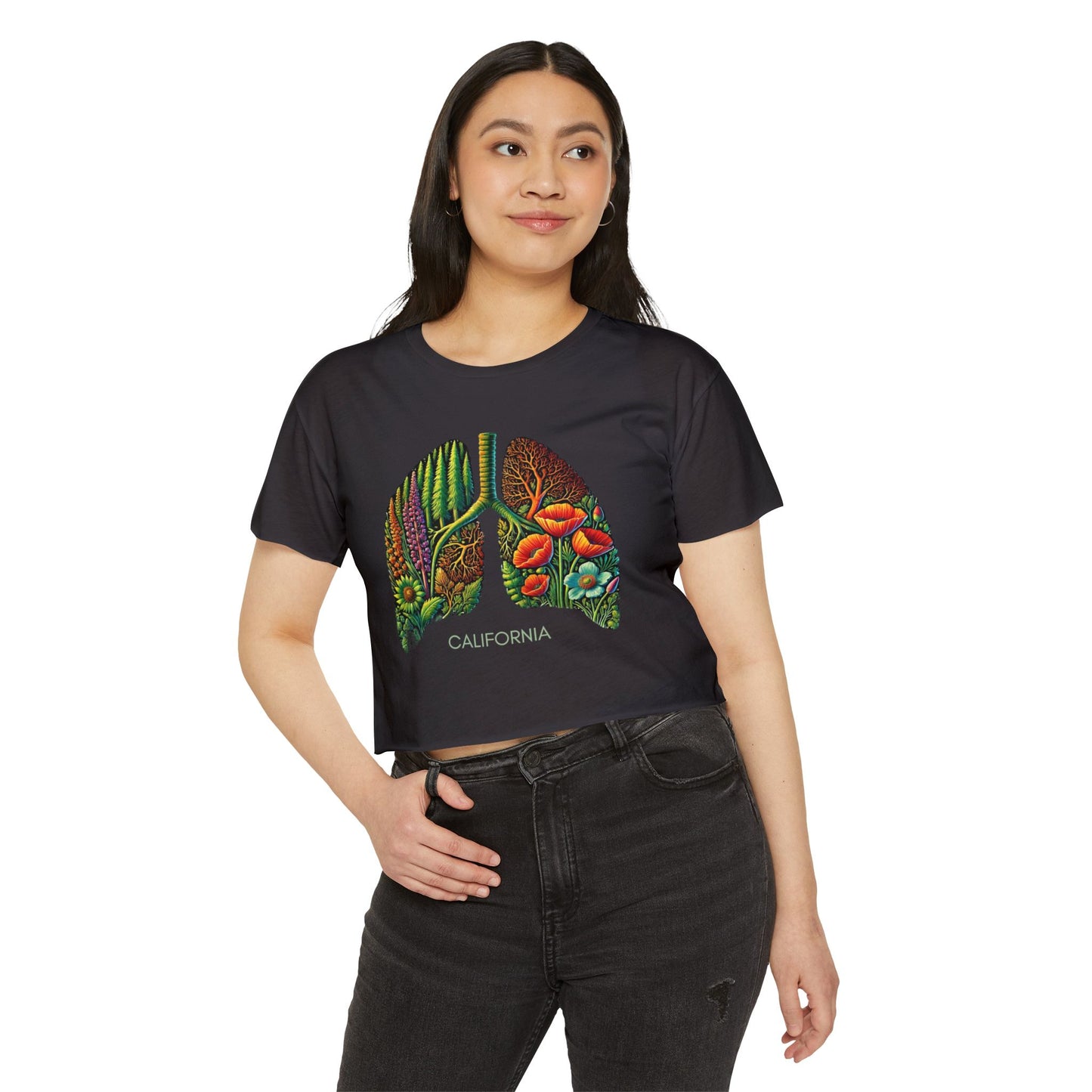 California Botanical Lungs Festival Crop Top - Nature-Inspired, Eco-Friendly Tee