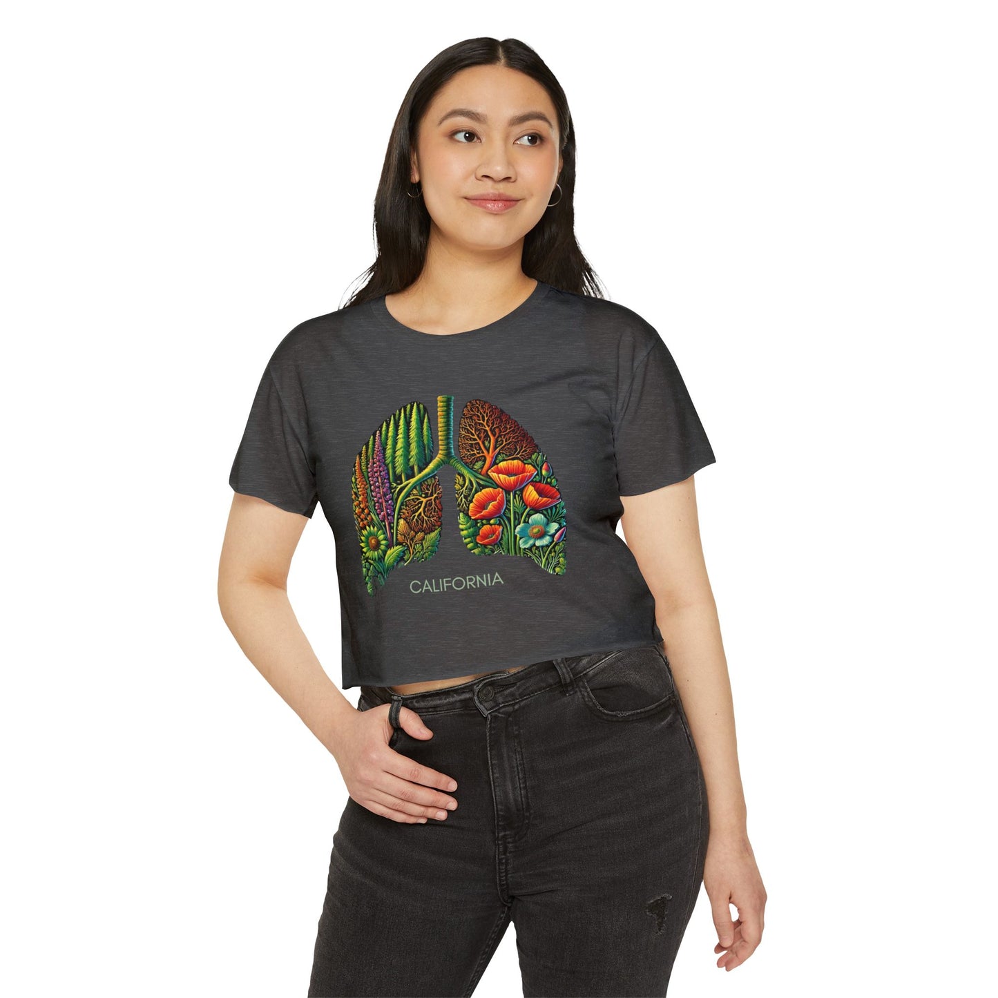 California Botanical Lungs Festival Crop Top - Nature-Inspired, Eco-Friendly Tee