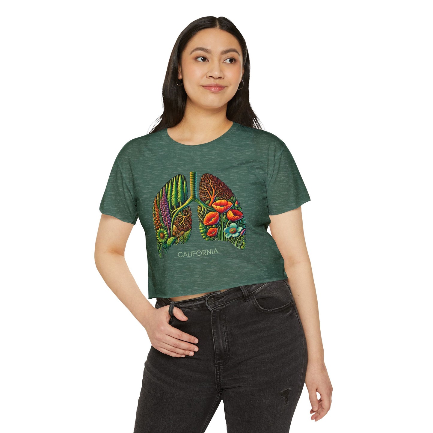 California Botanical Lungs Festival Crop Top - Nature-Inspired, Eco-Friendly Tee