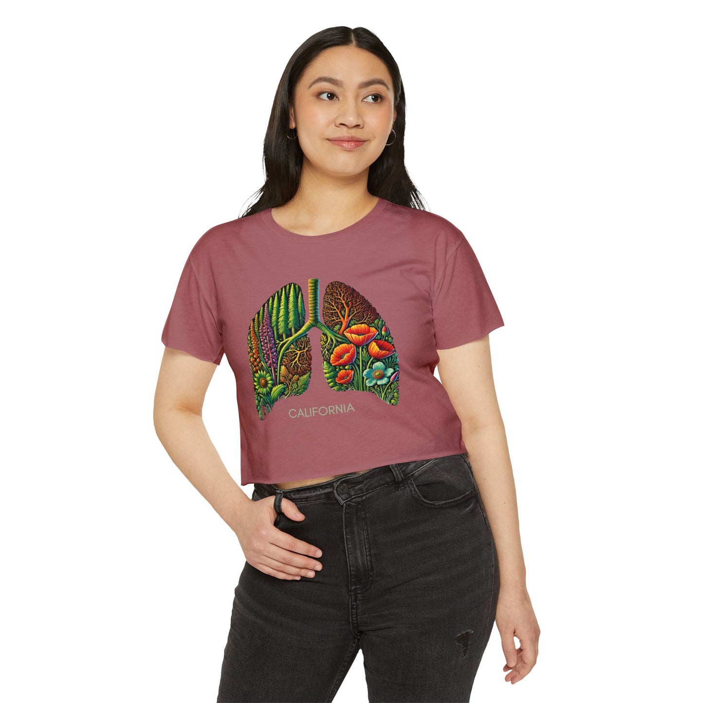 California Botanical Lungs Festival Crop Top - Nature-Inspired, Eco-Friendly Tee