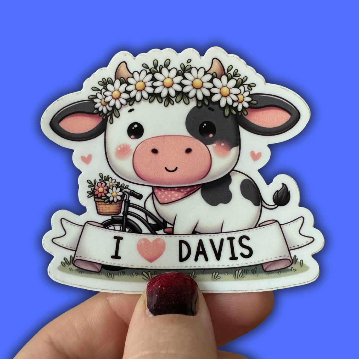 Cute Davis Cow Sticker – Cairdeas Creations